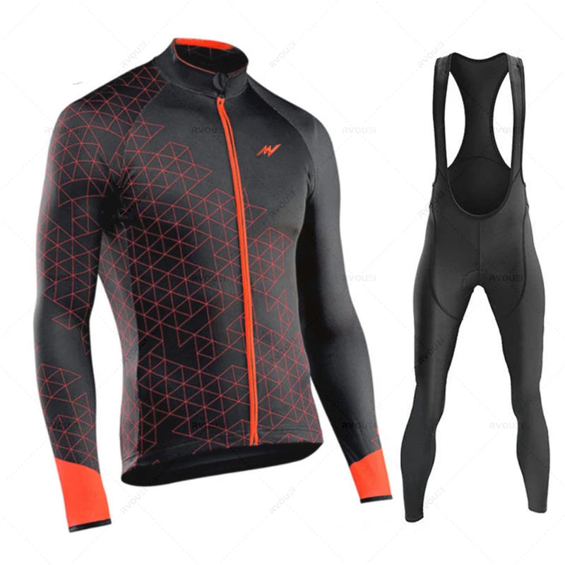 Herfst Wielertrui Set voor MTB met Lange Mouwen en Gelpad, Ademend en Sneldrogend 15