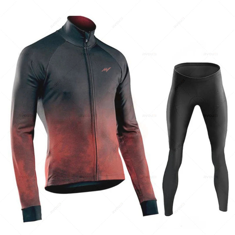 Herfst Wielertrui Set voor MTB met Lange Mouwen en Gelpad, Ademend en Sneldrogend 16
