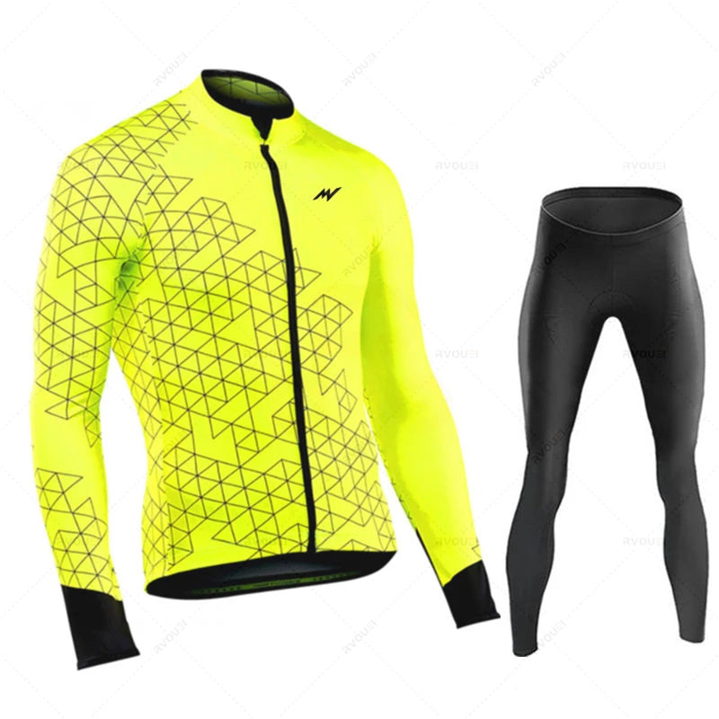 Herfst Wielertrui Set voor MTB met Lange Mouwen en Gelpad, Ademend en Sneldrogend 17