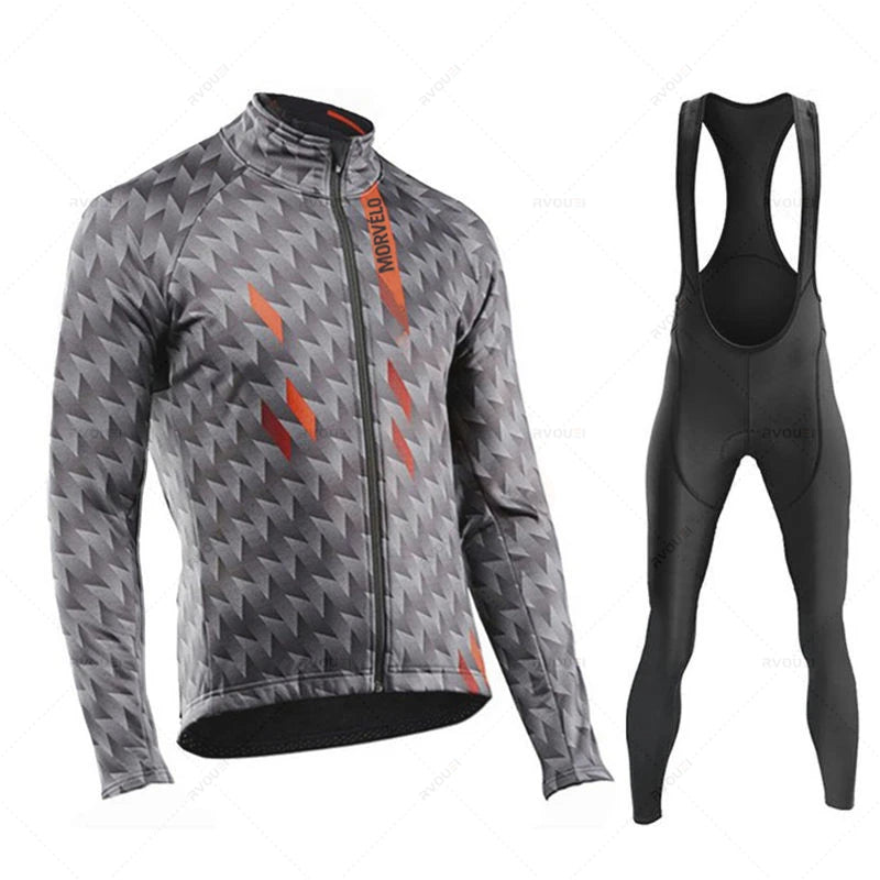 Herfst Wielertrui Set voor MTB met Lange Mouwen en Gelpad, Ademend en Sneldrogend 7