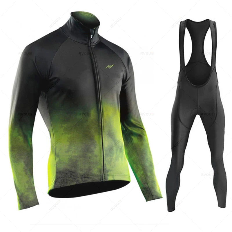 Herfst Wielertrui Set voor MTB met Lange Mouwen en Gelpad, Ademend en Sneldrogend 8