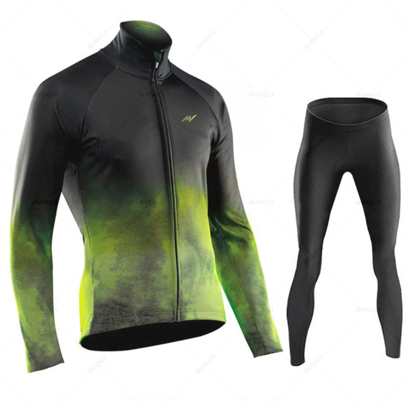 Herfst Wielertrui Set voor MTB met Lange Mouwen en Gelpad, Ademend en Sneldrogend 9