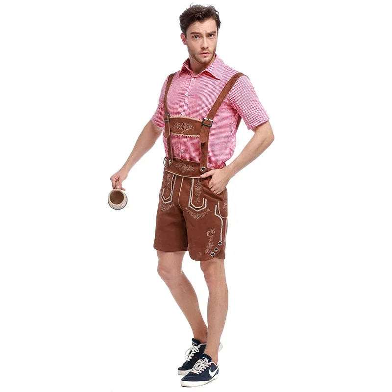 AlpenBursch – Conjunto de Lederhosen Masculino com Camisa & Chapéu – Visual Oktoberfest