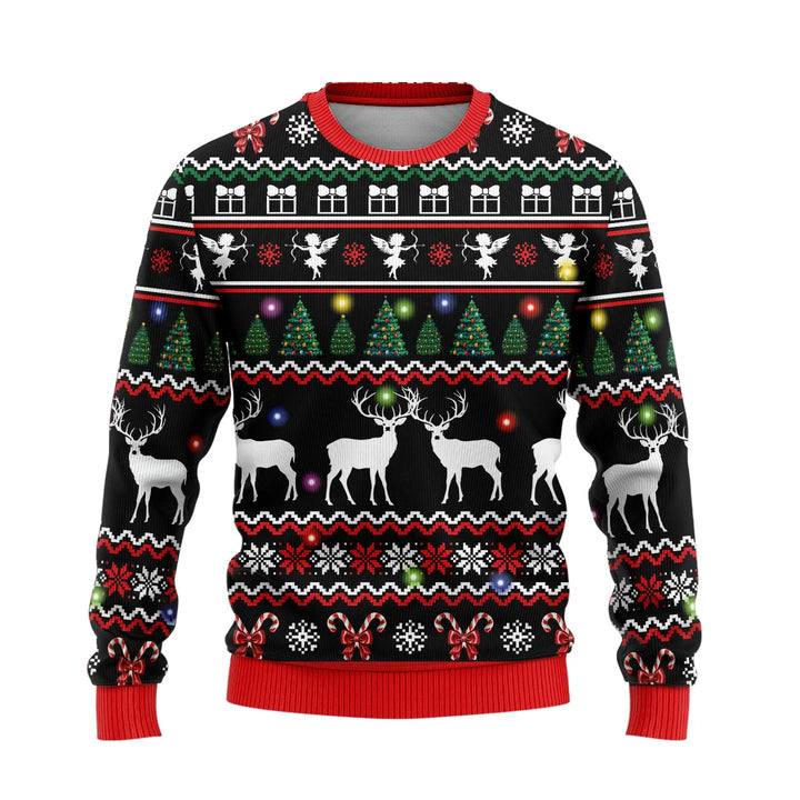 Herten kersttrui voor heren met crewneck en gebreide elanden 0