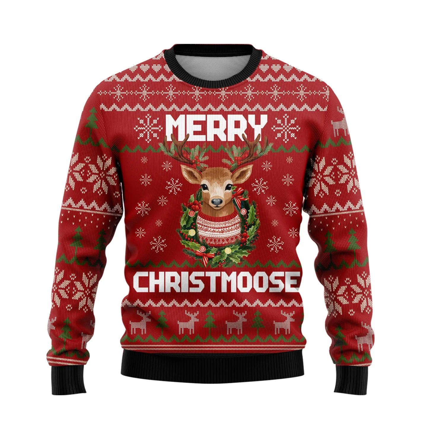 Herten kersttrui voor heren met crewneck en gebreide elanden 2