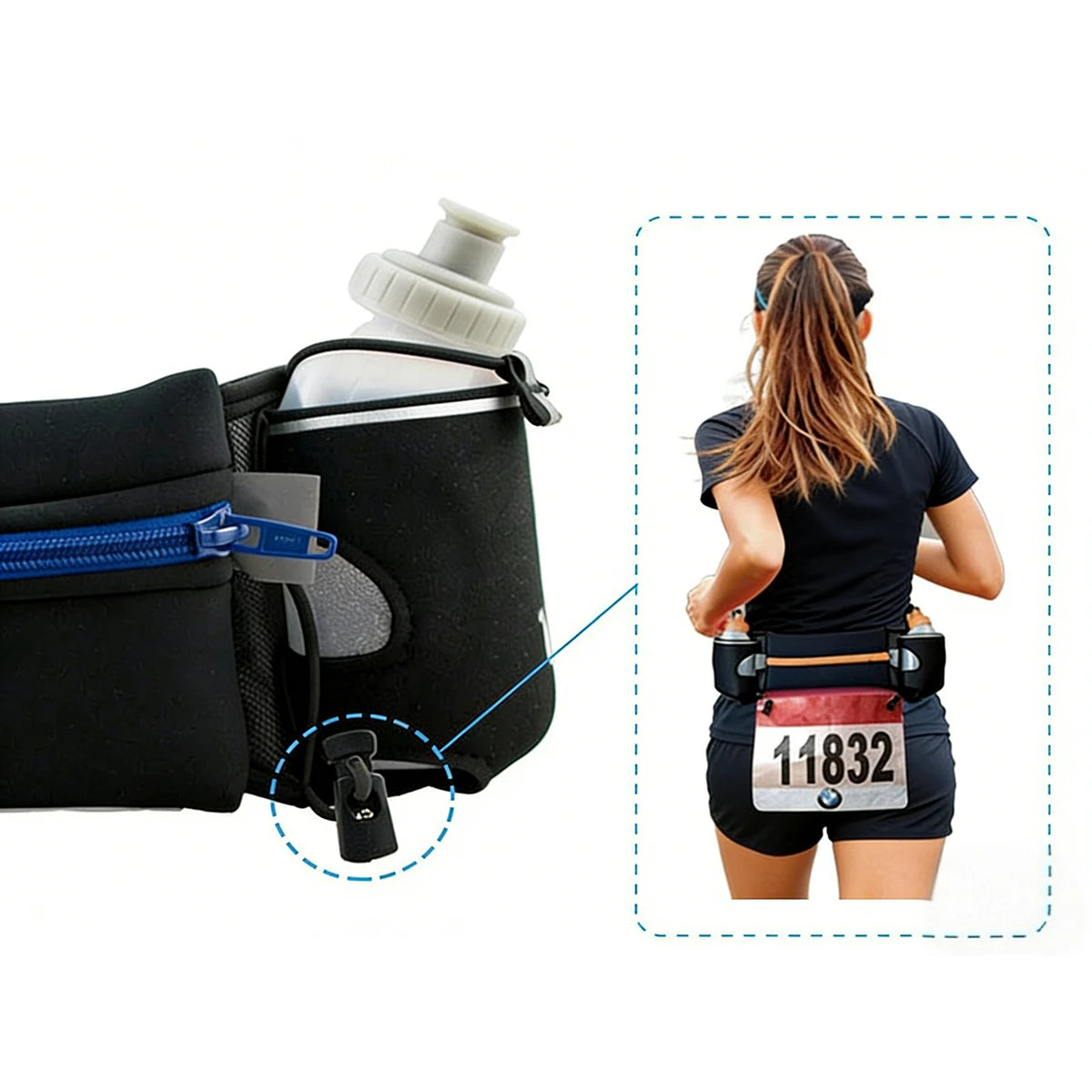 Heuptasje voor Hardlopen met Dubbele Zakken voor Telefoon en Waterfles, Lichtgewicht en Ademend Heuptasje Dames en Mannen 5