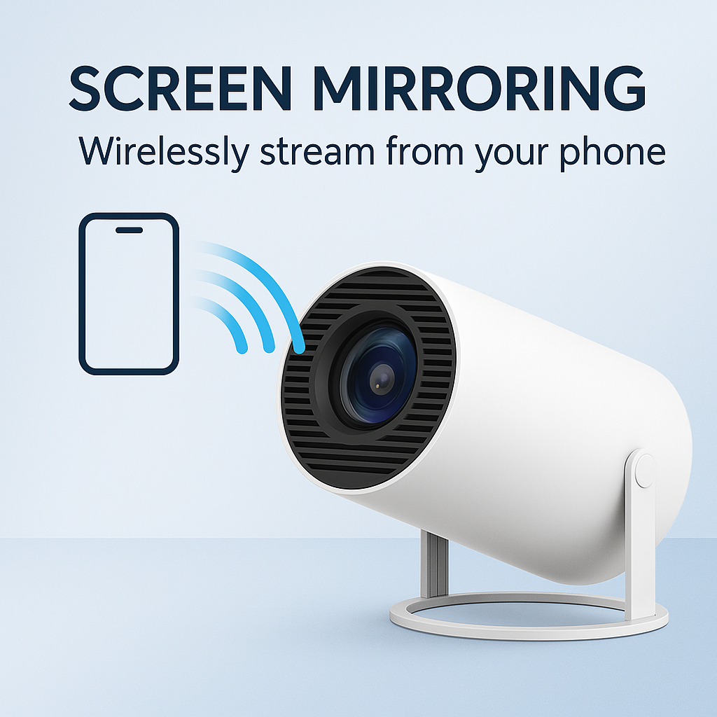Mini Proyector – Duplicación de Pantalla Inalámbrica, Soporte 1080p y Altavoz Integrado