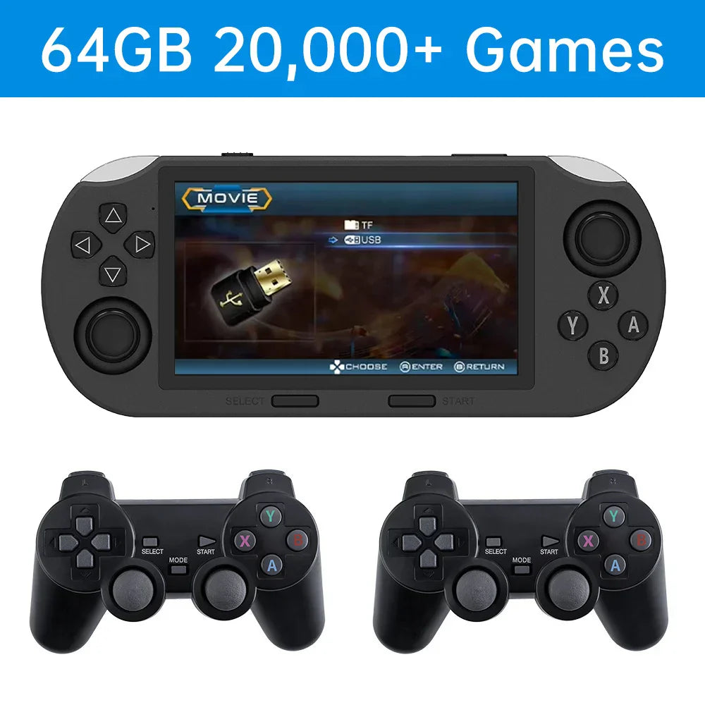 Console portatile retrò – 64GB, oltre 20.000 giochi e supporto per 2 giocatori