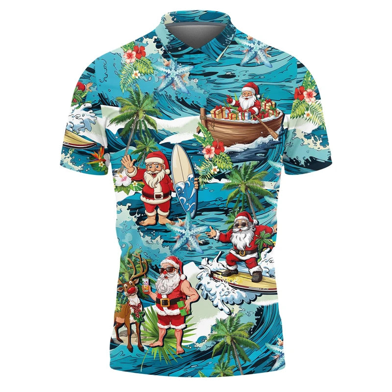 Hiphop kerstman poloshirt voor heren met korte mouwen 1
