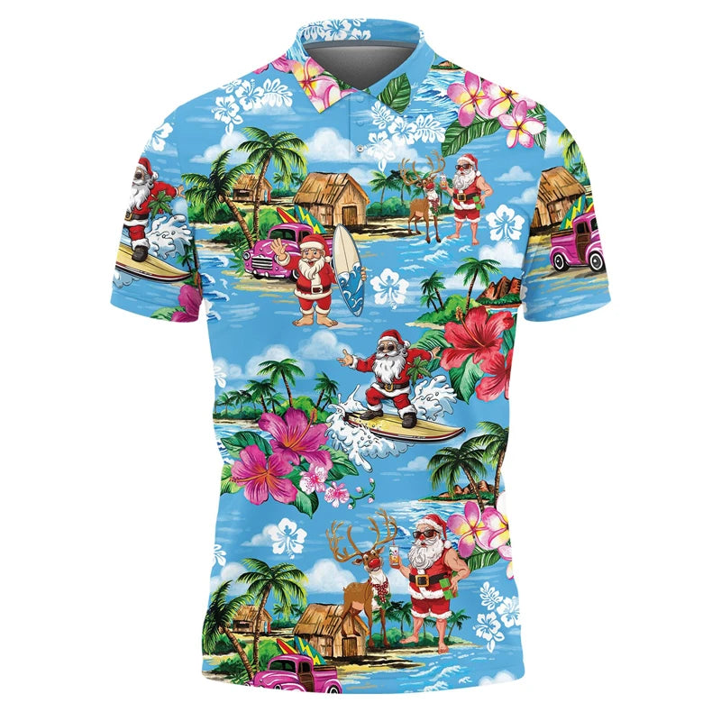 Hiphop kerstman poloshirt voor heren met korte mouwen 4