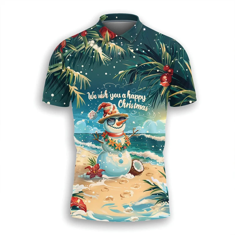 Hiphop kerstman poloshirt voor heren met korte mouwen 7