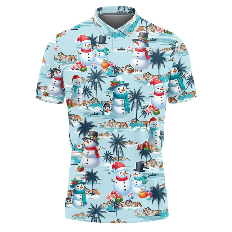 Hiphop kerstman poloshirt voor heren met korte mouwen 9