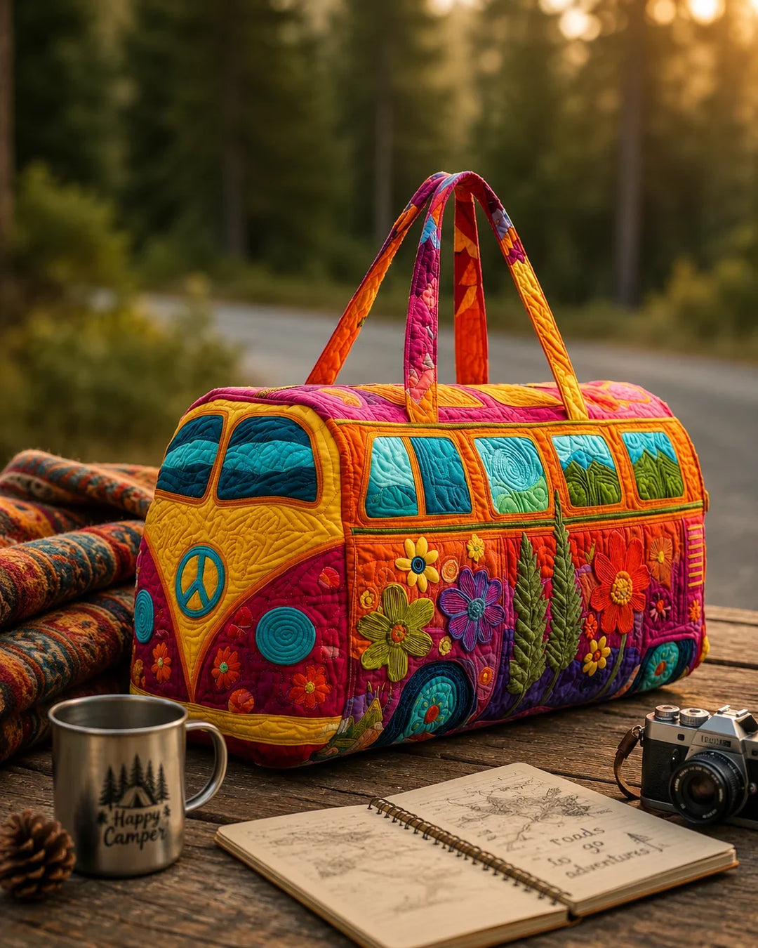 Hippie Van Quilted Duffle Bag 18