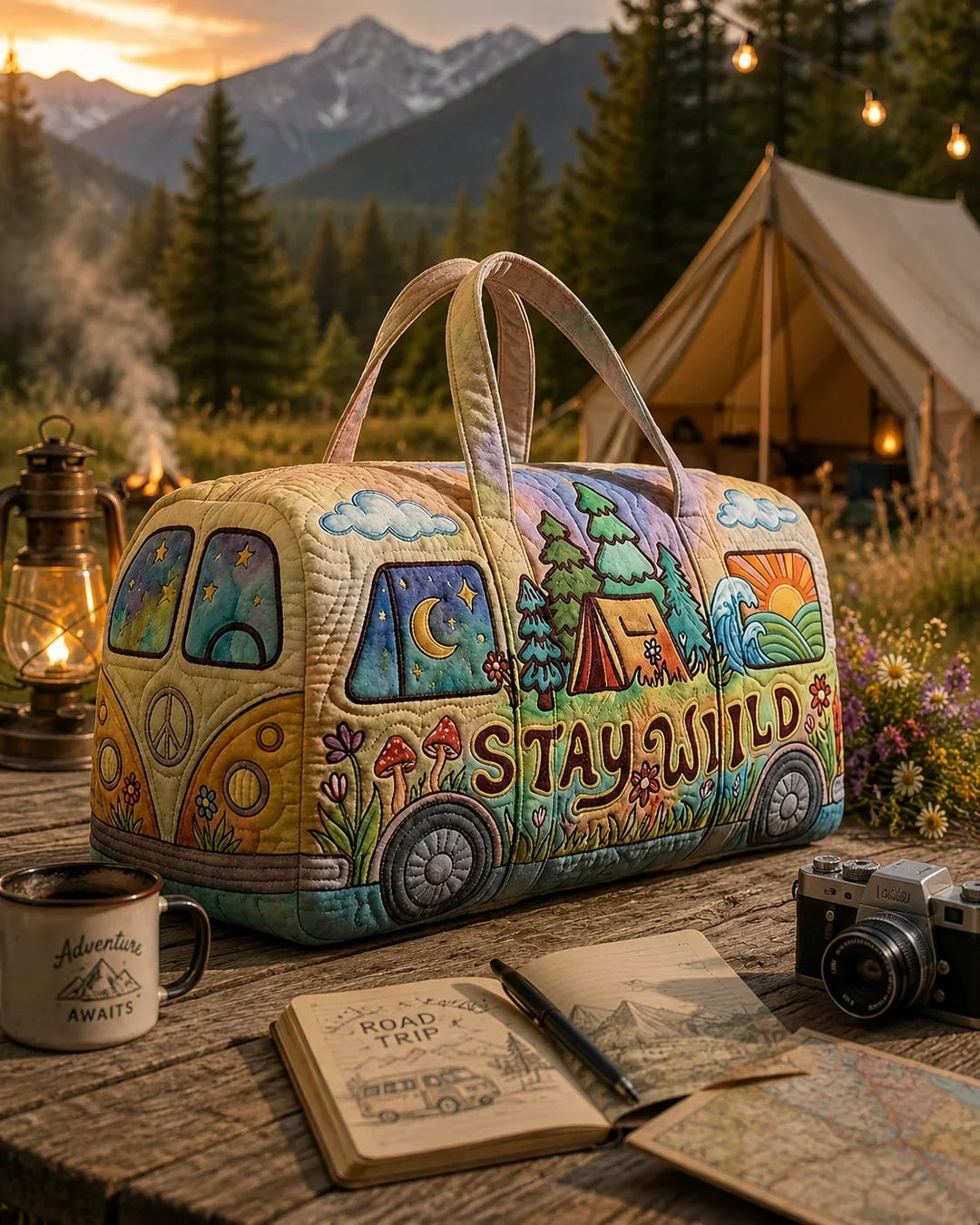 Hippie Van Quilted Duffle Bag 6