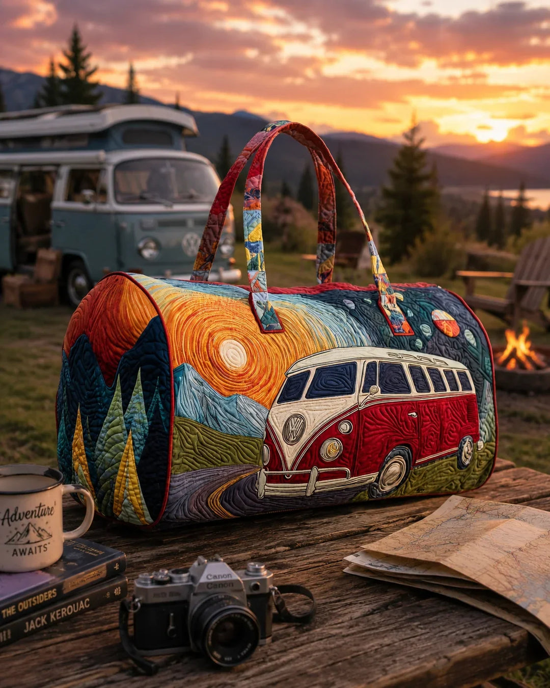Hippie Van Quilted Duffle Bag 7