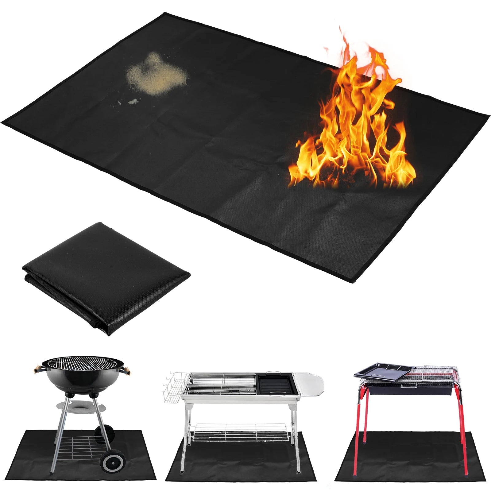 Hittebestendige BBQ-mat voor buitengebruik, waterdicht en herbruikbaar 122x76 cm 0