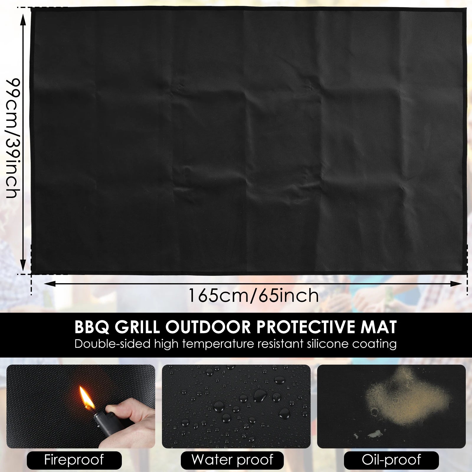 Hittebestendige BBQ-mat voor buitengebruik, waterdicht en herbruikbaar 122x76 cm 8