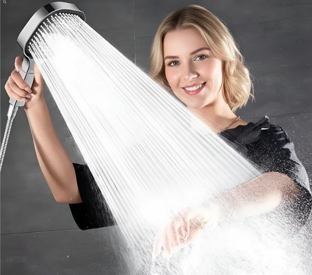 Hogedruk douchekop met filter voor lage waterdruk, verstelbare straalstanden en waterbesparing | Sansoti 0