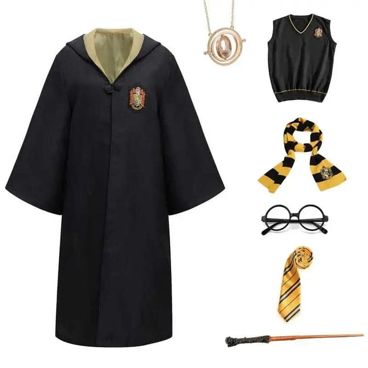 Hogwarts-Zaubererkostüm | Komplettes Set mit Umhang und Zauberstab | Ideal für Halloween und Cosplay 5