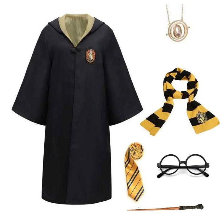 Hogwarts-Zaubererkostüm | Komplettes Set mit Umhang und Zauberstab | Ideal für Halloween und Cosplay 8