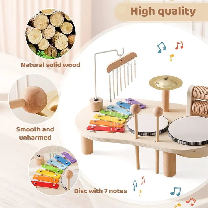 WoodPlay – Houten Muziekstation met Xylofoon, Trommel &amp; Maracas – Kinderen