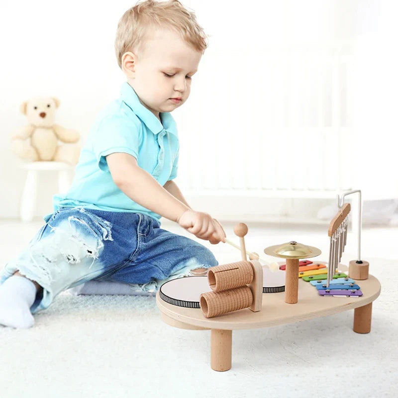 WoodPlay – Houten Muziekstation met Xylofoon, Trommel &amp; Maracas – Kinderen