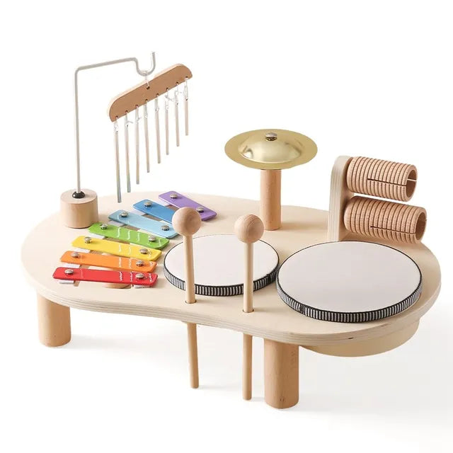 WoodPlay – Houten Muziekstation met Xylofoon, Trommel & Maracas – Kinderen