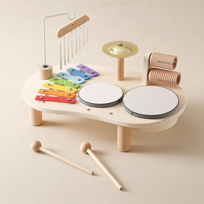 WoodPlay – Houten Muziekstation met Xylofoon, Trommel & Maracas – Kinderen