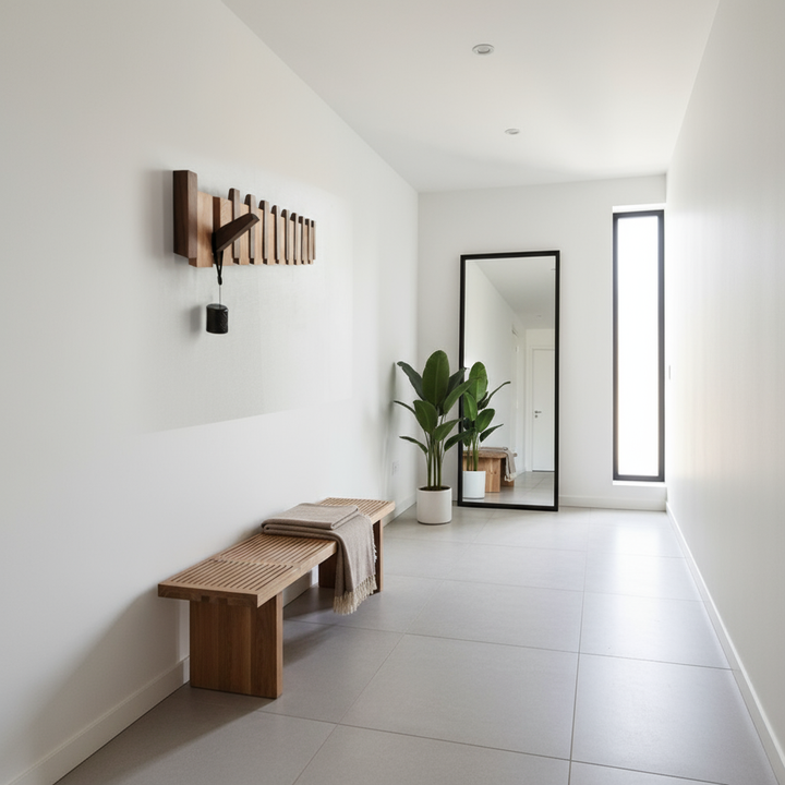 Houten Piano Wandkapstok – Massief Hout met Intrekbare Haken 1