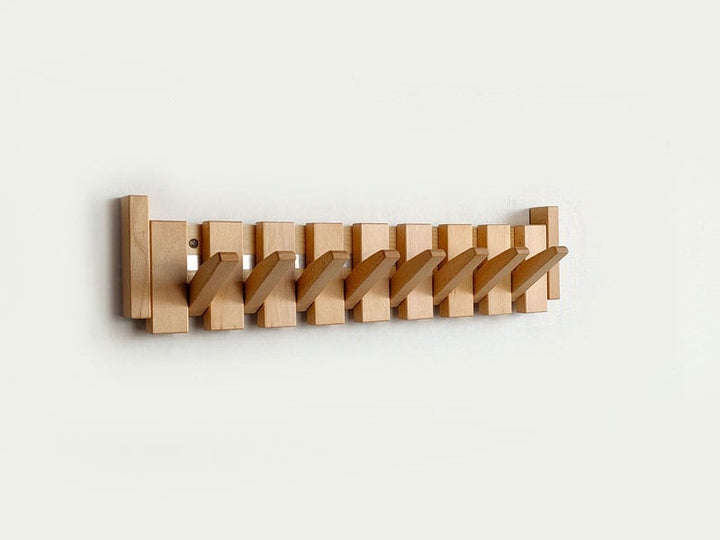 Houten Piano Wandkapstok – Massief Hout met Intrekbare Haken 7
