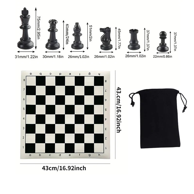 Chessora Conxunto Completo de Xadrez de Madeira – Conxunto de 32 Pezas de Madeira de Alta Calidade, Deseño Clásico para Principiantes e Avanzados
