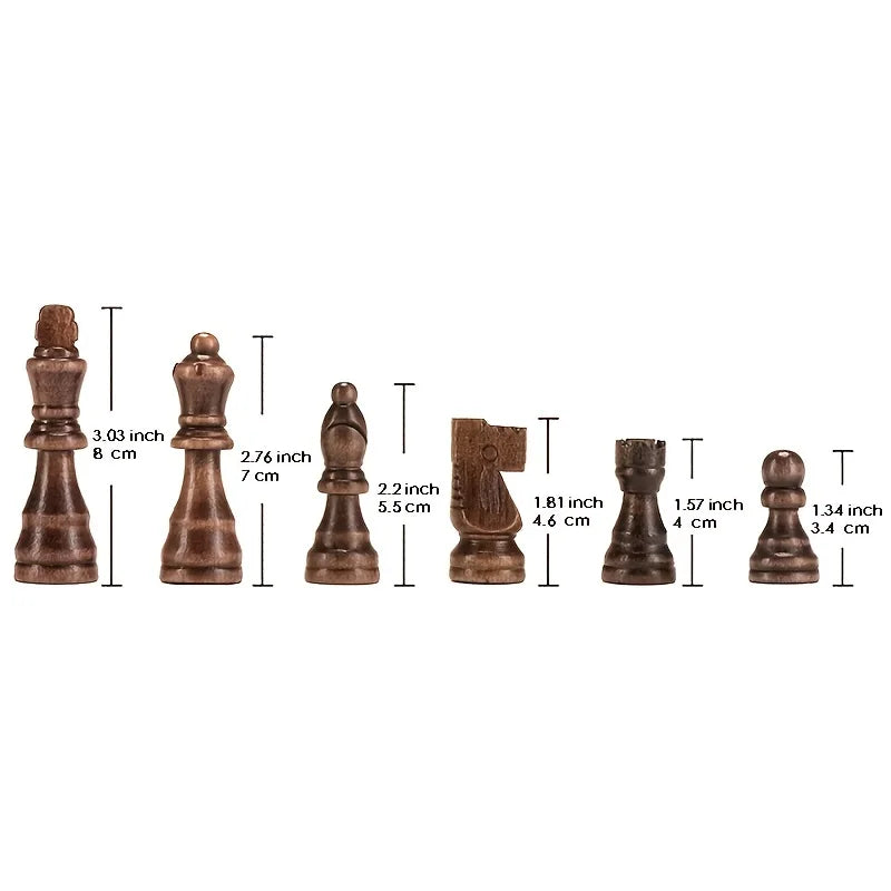 Chessora Juego Completo de Ajedrez de Madera – Set de 32 Piezas de Madera de Alta Calidad, Diseño Clásico para Principiantes y Avanzados