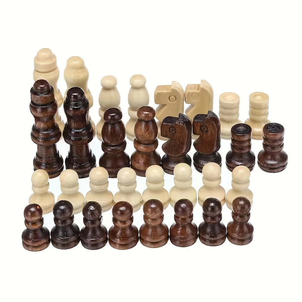Chessora Juego Completo de Ajedrez de Madera – Set de 32 Piezas de Madera de Alta Calidad, Diseño Clásico para Principiantes y Avanzados