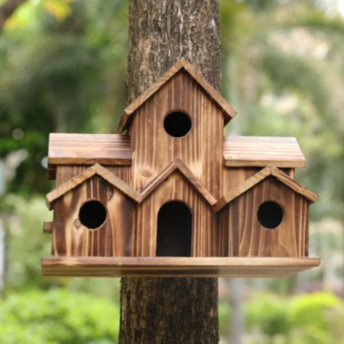 Houten Vogelhuisje Handgemaakt 6 Kamers Tuin Ophangen Rustiek Nestkastje | Sansoti 2