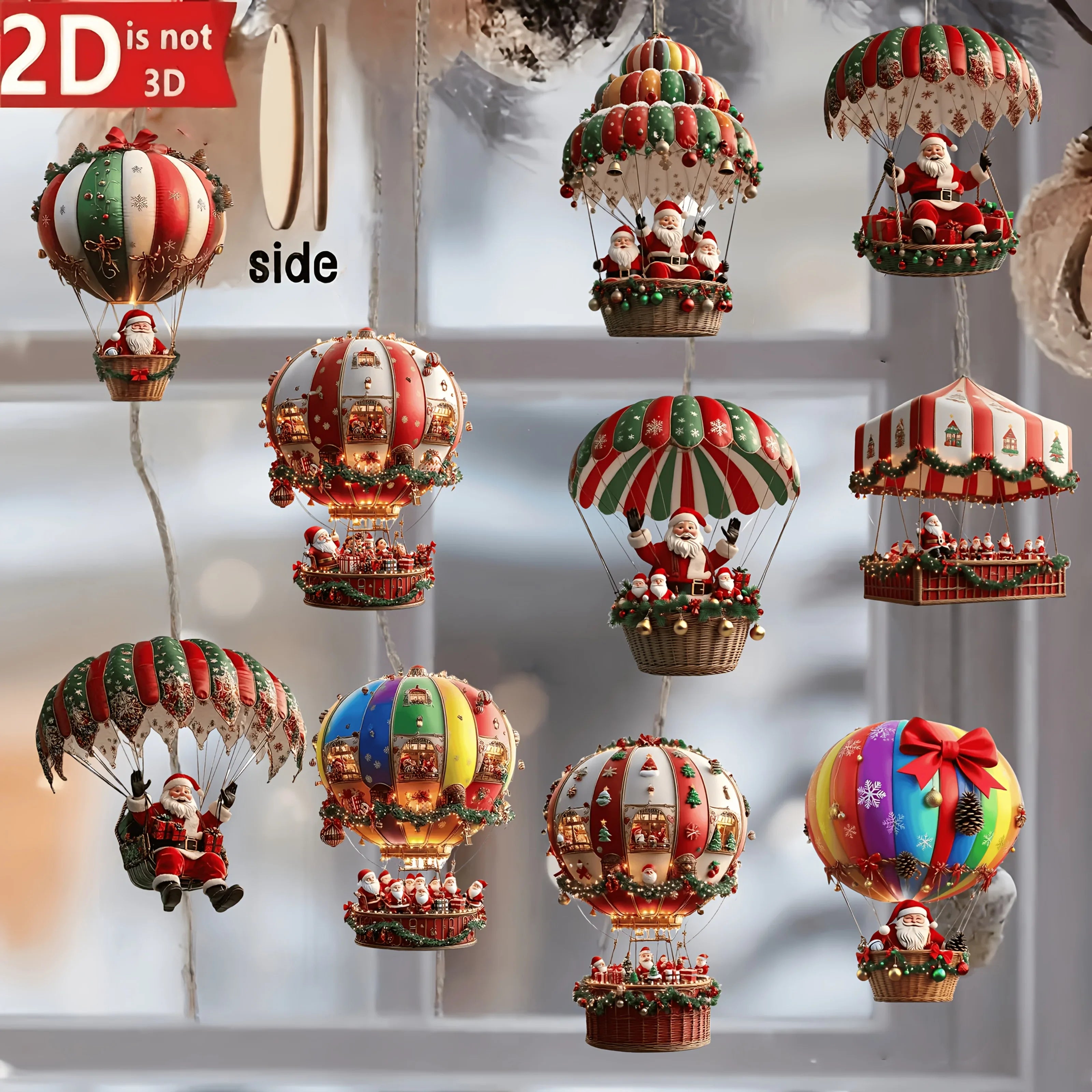 NordicaHome Colgantes de Madera para Navidad – Set de 10 Adornos de Globo de Santa para Decoración Festiva