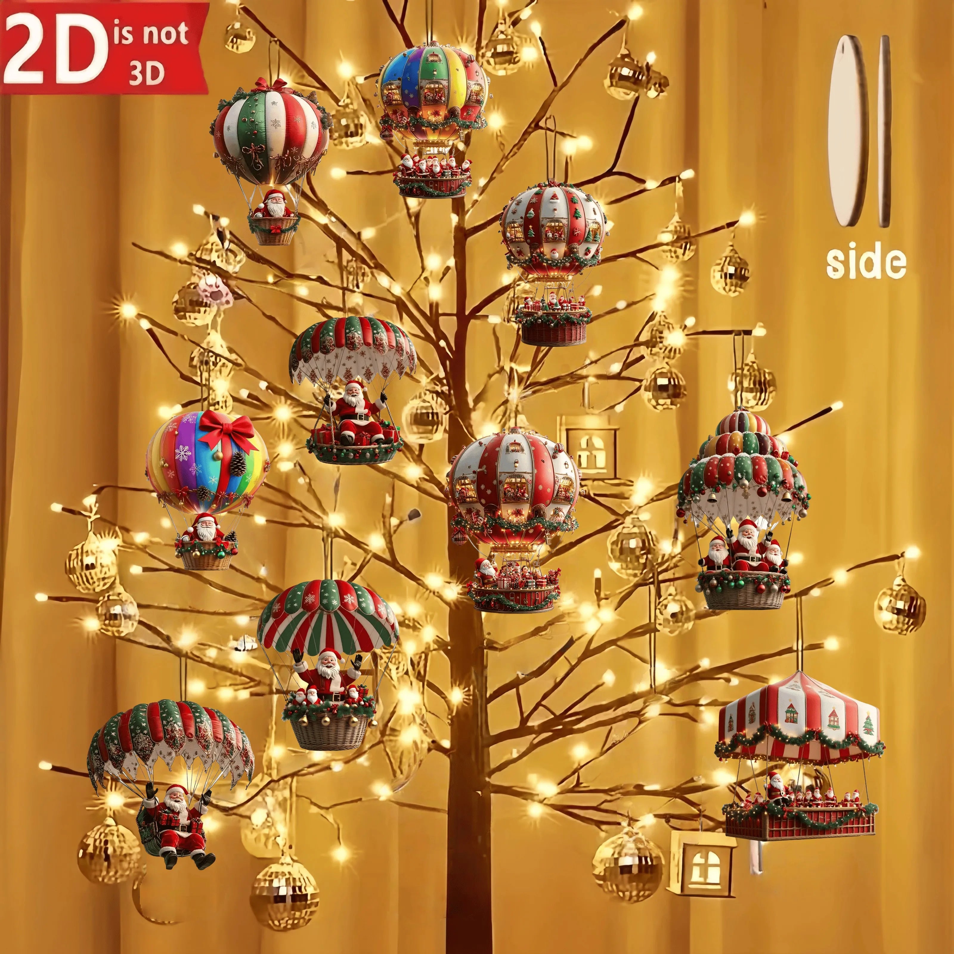 NordicaHome Colgantes de Madera para Navidad – Set de 10 Adornos de Globo de Santa para Decoración Festiva