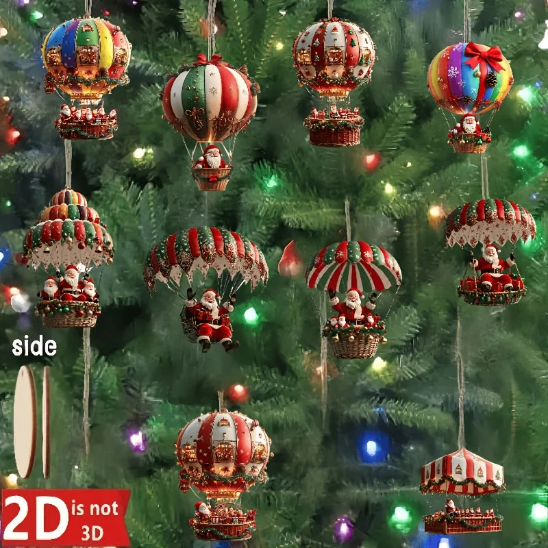 NordicaHome Colgantes de Madera para Navidad – Set de 10 Adornos de Globo de Santa para Decoración Festiva