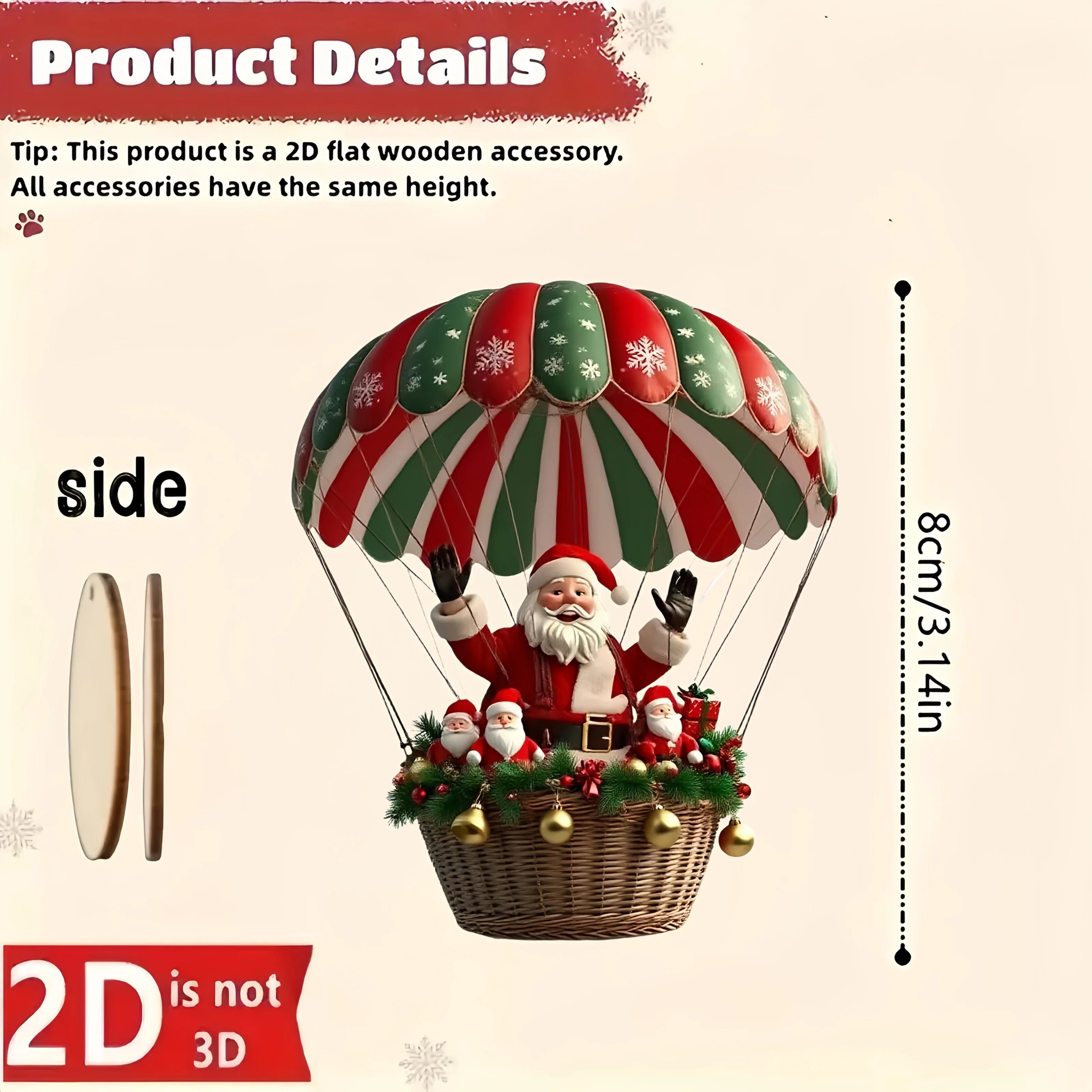 NordicaHome Colgantes de Madera para Navidad – Set de 10 Adornos de Globo de Santa para Decoración Festiva