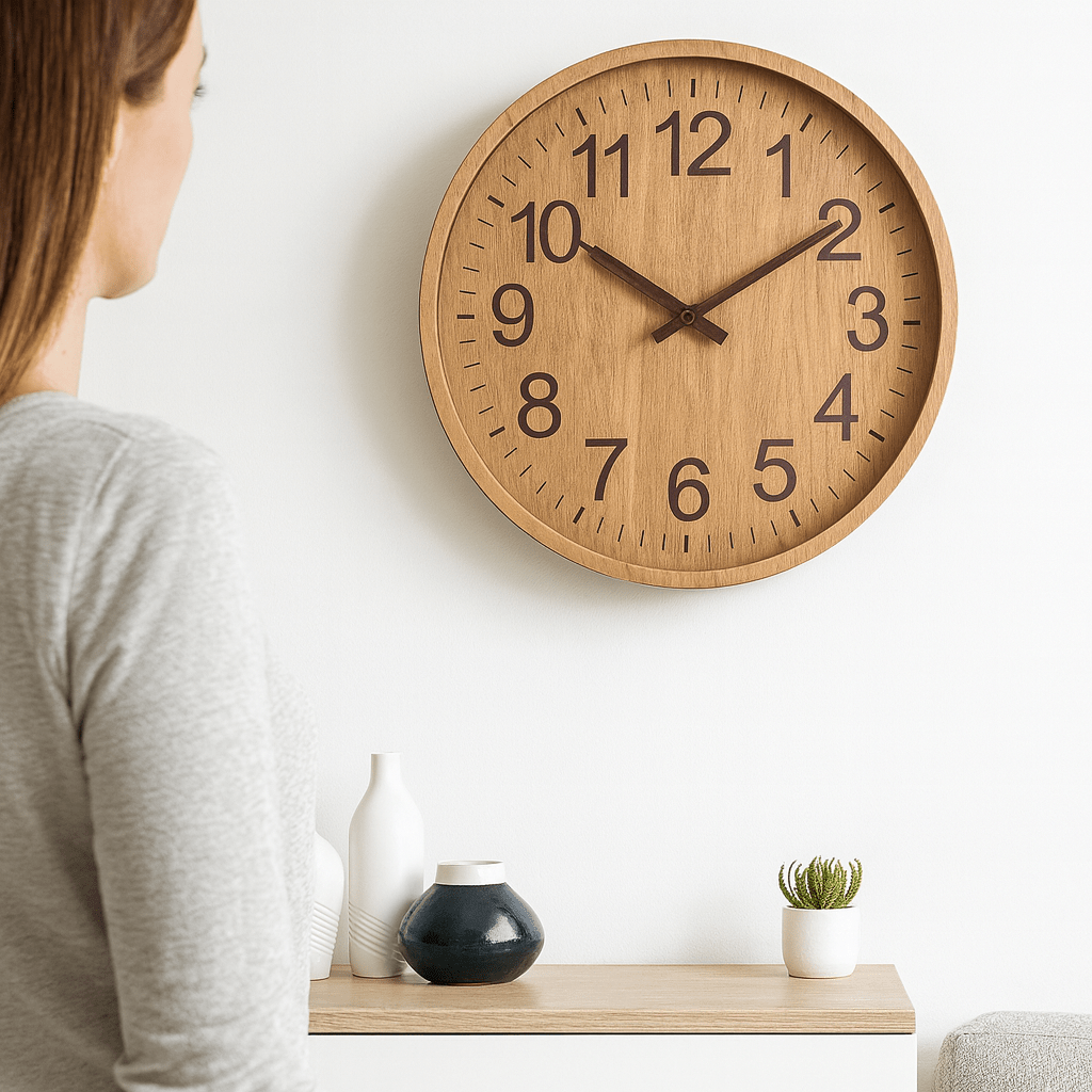 Houten klok - Natuurlijke charme voor uw huis - 30 cm, stil en stijlvol 0