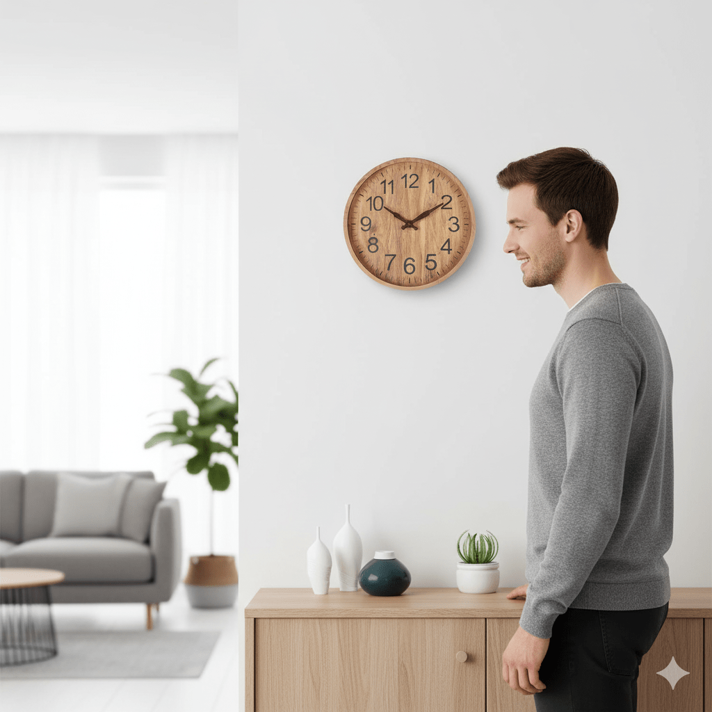 Houten klok - Natuurlijke charme voor uw huis - 30 cm, stil en stijlvol 1