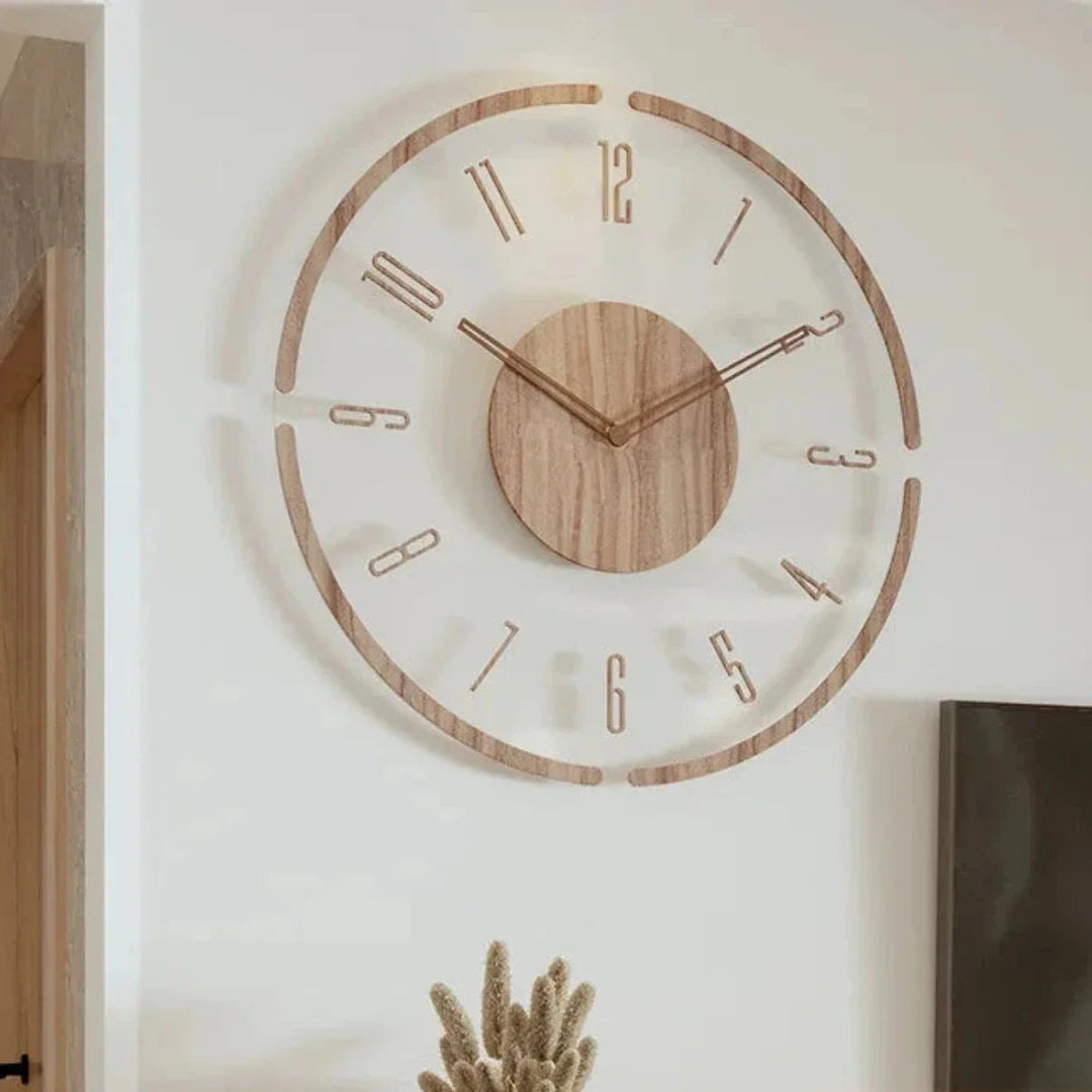 Houten wandklok 30 cm – Stille quartzklok in een minimalistisch glazen ontwerp 11