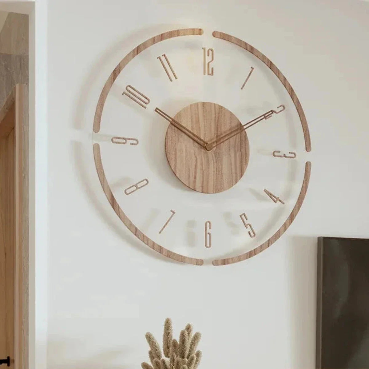 Houten wandklok 30 cm – Stille quartzklok in een minimalistisch glazen ontwerp 11