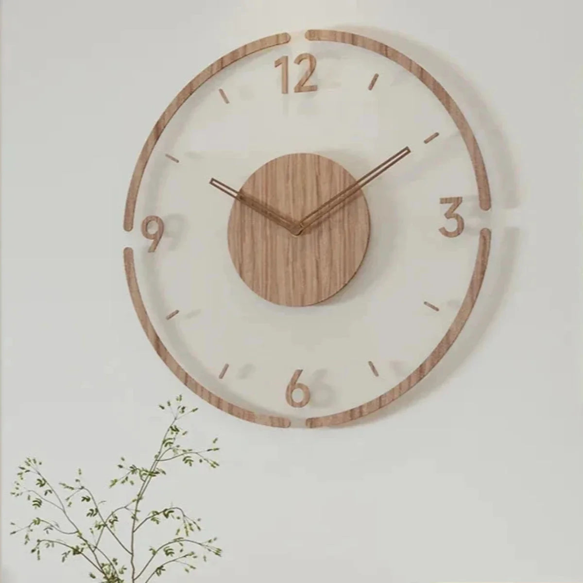 Houten wandklok 30 cm – Stille quartzklok in een minimalistisch glazen ontwerp 5