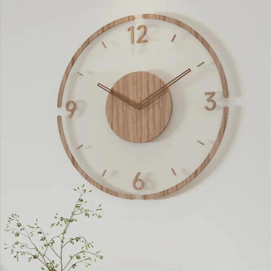 Houten wandklok 30 cm – Stille quartzklok in een minimalistisch glazen ontwerp 8