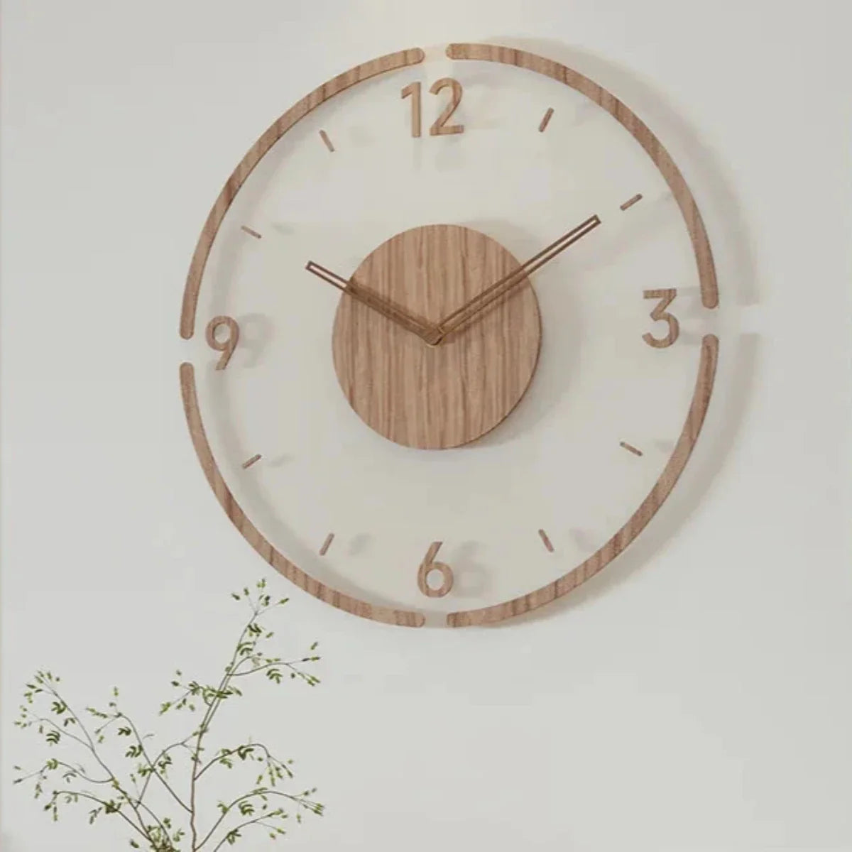 Houten wandklok 30 cm – Stille quartzklok in een minimalistisch glazen ontwerp 8