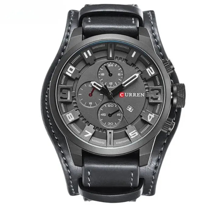 Montre Chronographe Homme – Mouvement à Quartz, Bracelet en Cuir &amp; Fonction Chronomètre