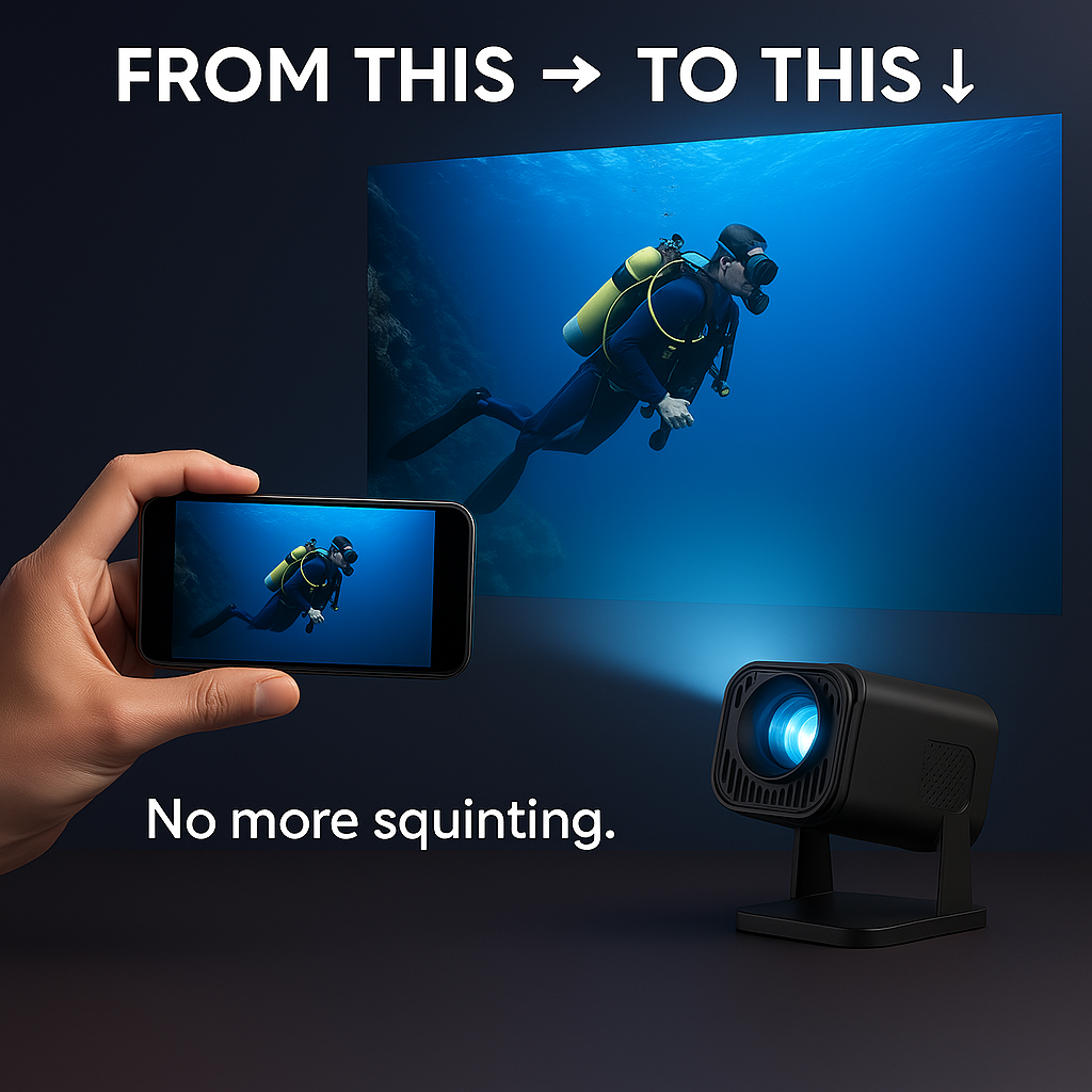 Mini Proyector – Duplicación de Pantalla Inalámbrica, Soporte 1080p y Altavoz Integrado
