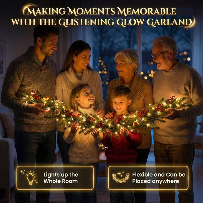 Lighted Garland With Berries and Leaves – Fairy Light Strand in Five Styles Tevako