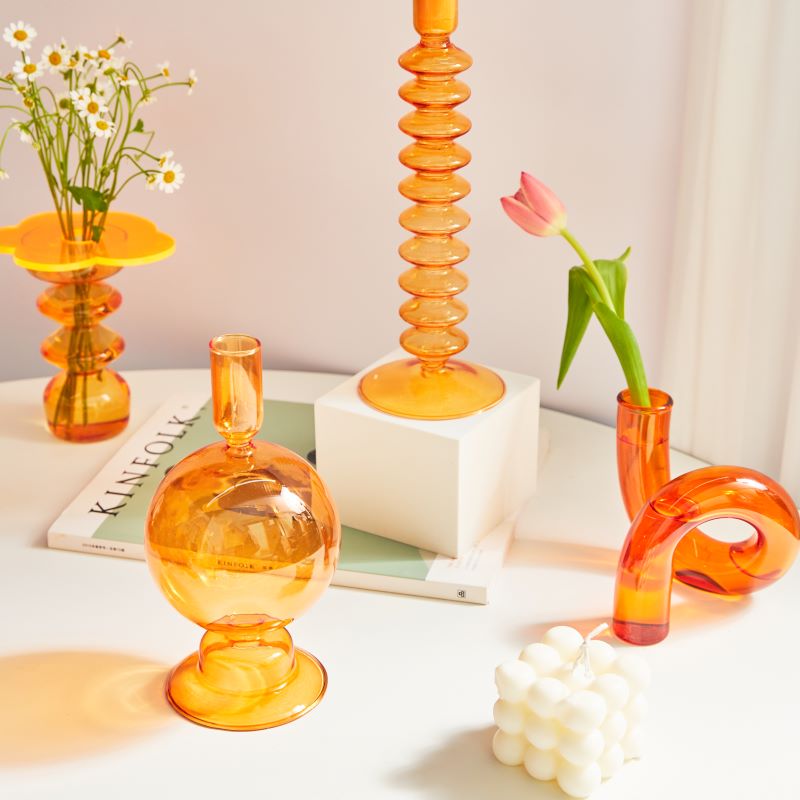 Jarrón de vidrio Aurevio con diseño de asa – Borosilicato, tintado y duradero