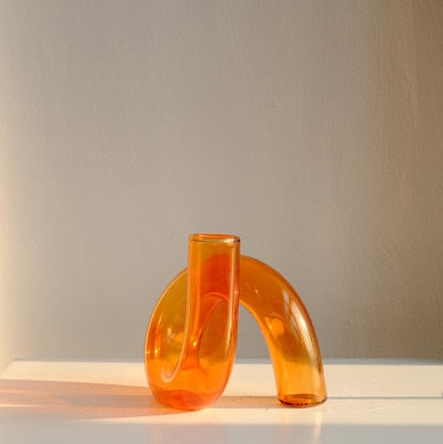 Jarrón de vidrio Aurevio con diseño de asa – Borosilicato, tintado y duradero